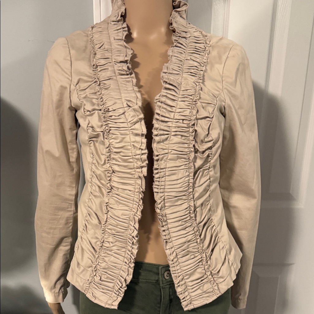Londonjean Beige Ruffled Blazer